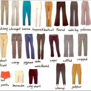 Pant Styles Chart